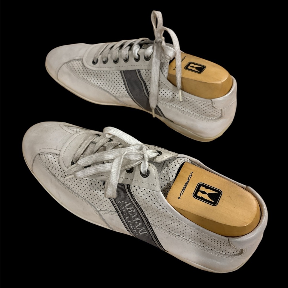 Giorgio Armani White and Gray Sneakers with Minimalist Design